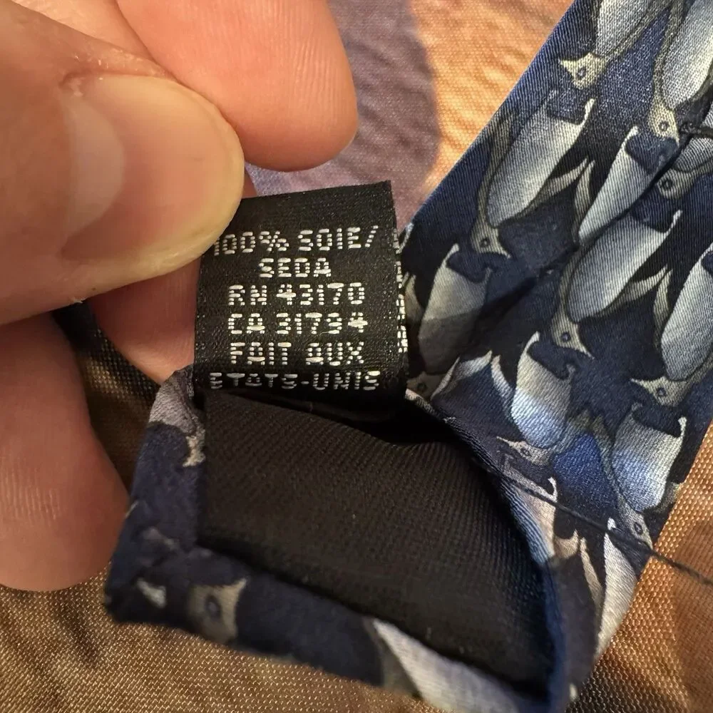 Endangered Species Silk Tie Vintage Tuxedo Penguin Animal Novelty Serial 3.75 W